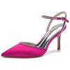 Women's Elegant Pointed Toe High Heel Rhinestone Ankle Strap Pumps