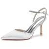 Women's Elegant Pointed Toe High Heel Rhinestone Ankle Strap Pumps
