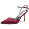 Women's Elegant Pointed Toe High Heel Rhinestone Ankle Strap Pumps