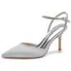 Women's Elegant Pointed Toe High Heel Rhinestone Ankle Strap Pumps