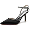 Women's Elegant Pointed Toe High Heel Rhinestone Ankle Strap Pumps
