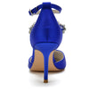 Women's Closed Toes Rhinestone Ankle Straps Wedding Shoes with Flower