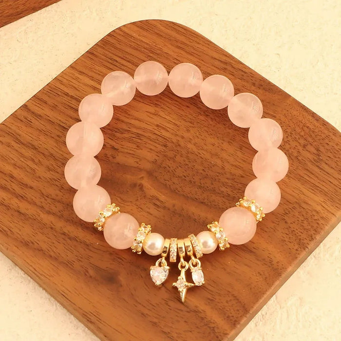 Crystal Bead Bracelets with Gold Star Charm