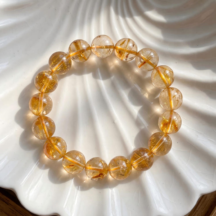 Transparent Yellow Citrine Bead Bracelets