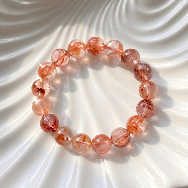 Red Flower Phantom Crystal Stretch Bead Bracelets