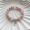Pink Crystal Pearl Heart Charm Bead Bracelets