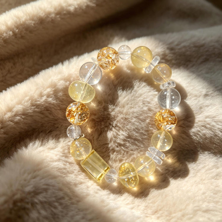 Yellow Round Crystal Bead Bracelets