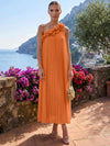Chiffon A-Line One Shoulder Formal Tent/ Trapeze Dresses with 3D Flowers