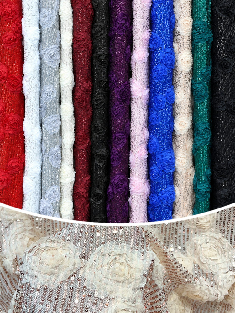 Sequin Sheath V Neck Cocktail Dresses with 3D Flowers