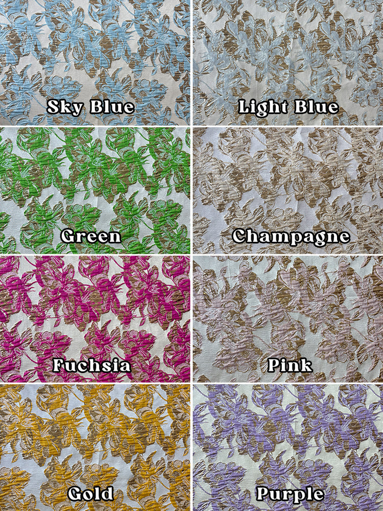 Jacquard A-Line Asymmetric Neck Floral Formal Dresses